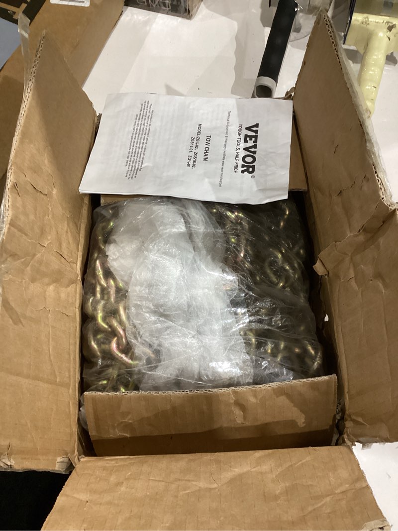 vevor transport binder chain, 4900lbs working load limit, 5/16''x20' g80 tow chain tie down with gra
