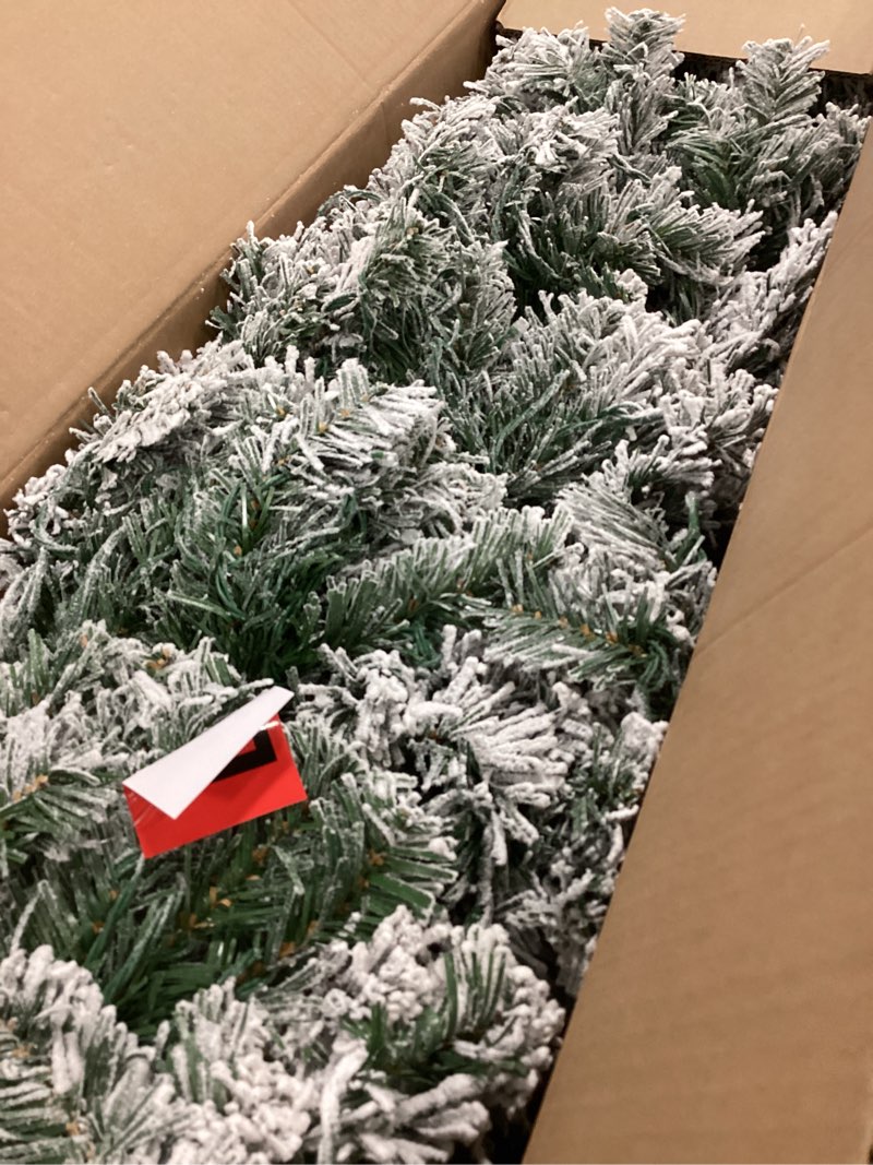 Condition photo showing New/Like New for HOLLO STAR 7.5 ft Flocked Prelit Christmas Tree with 503 LED Lights, App Control, Artificial Christmas Tree, Multi-Color RGBW Lights, 1355 Branch Tips, Snow Xmas Tree, for Home, Party 7ft 6in