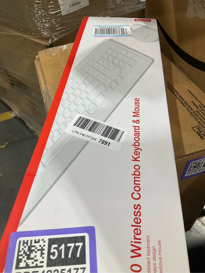 Condition photo showing Good Condition for Lenovo 510 Wireless Combo with 2.4 GHz USB Receiver, Slim Full Size Keyboard, Full Number Pad, 1200 DPI Optical Mouse, Left or Right Hand, GX30W75336, White