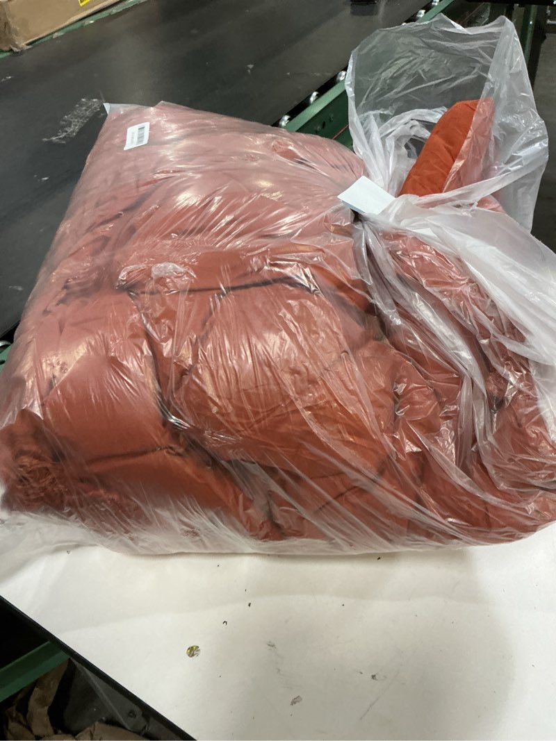 Condition photo showing As Is for andency king size comforter set burnt orange, 3 pieces boho terracotta soft lightweight bedding comforter sets, rust tassel all season bed set (104x90in comforter & 2 pillowcases) 01 - burnt orange king (104"x90")