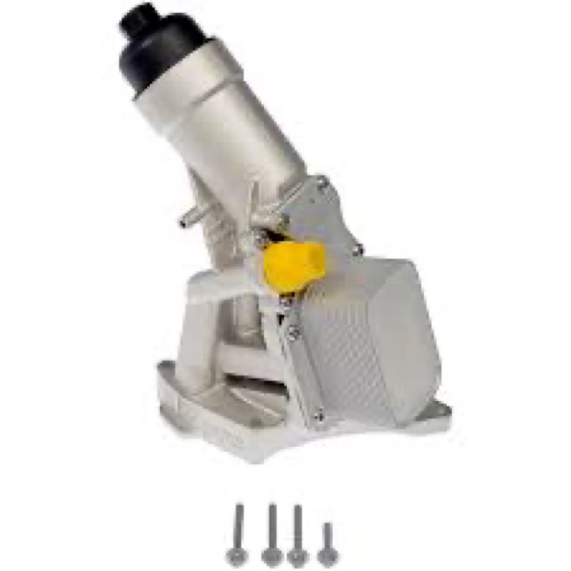 Similar aluminum oil filter housing adapter with an integrated oil cooler