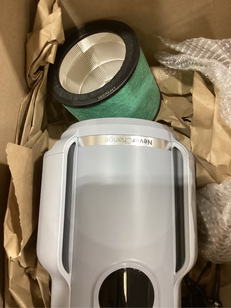 Condition photo showing New/Like New for Shark Air Purifier for Home, NeverChange Compact Pro, for Bedroom, Nursery, Home Office, Dorm, HEPA-Exceeding Filter, Captures Pollutants, Pet Dander, Dust, Odor, Smoke, and More, HP071BRN, Winter Fog Winter Fog (250 sq. ft)