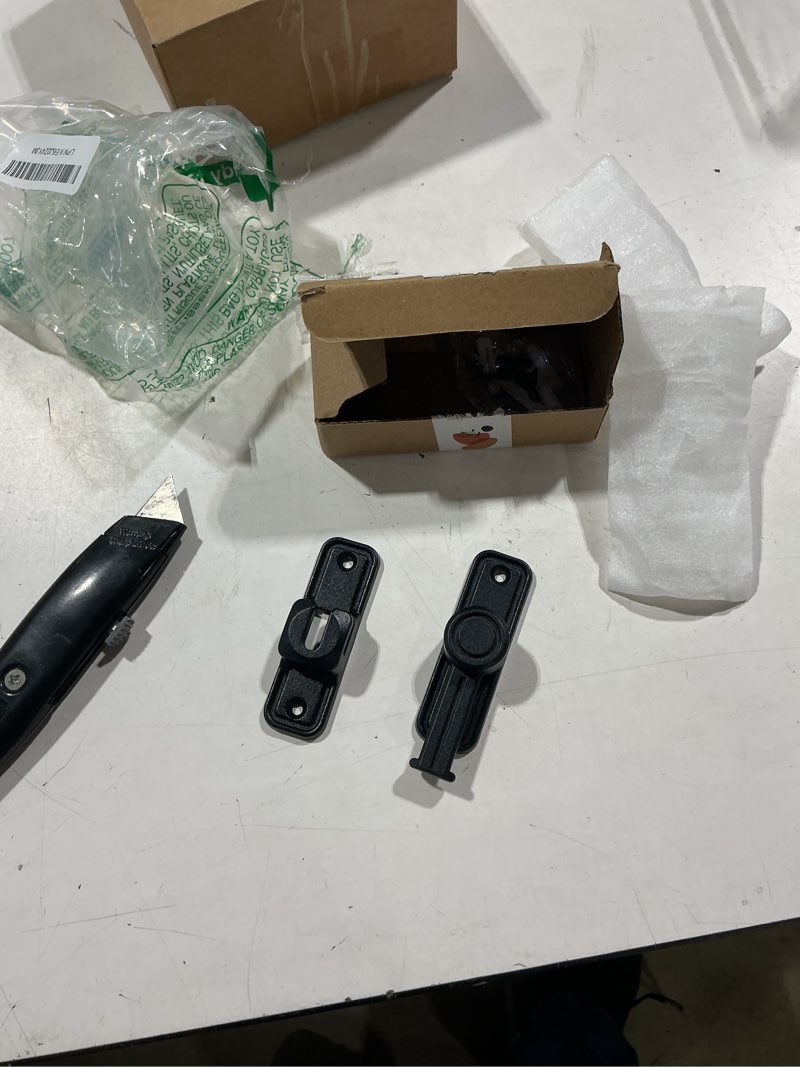 Condition photo showing Good Condition for heavy-duty barn door lock & sliding door lock, 90/180° flip privacy latch - extra thick zinc alloy for bathroom, bedroom, shed, cabinets, garden gate, pet house. includes screws & spacer (black-1pc)