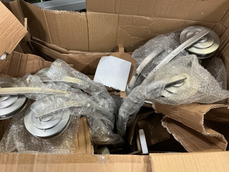 Condition photo showing As Is for kichler hendrik 22.75" 6 light chandelier with satin etched cased opal glass brushed nickel brushed nickel 6-light