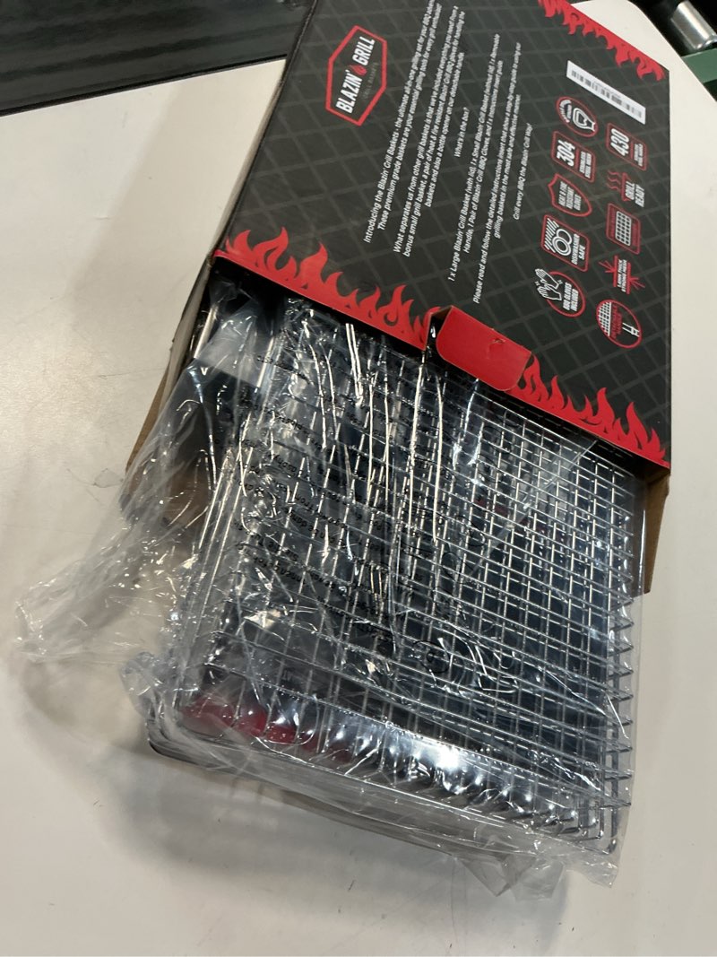Condition photo showing Good Condition for avieus grill grill baskets for outdoor grill | 2 grilling baskets with detachable handle | barbecue grill set with bbq gloves | portable camping net rack perfect for vegetables, seafood & meat rectangular baskets with detachable handle