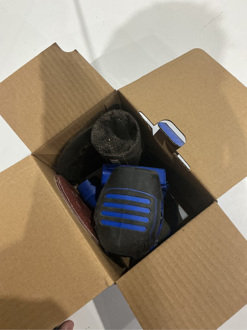 Condition photo showing As Is for kobalt 24 volts brushless variable orbital cordless sander with dust management (battery not included)