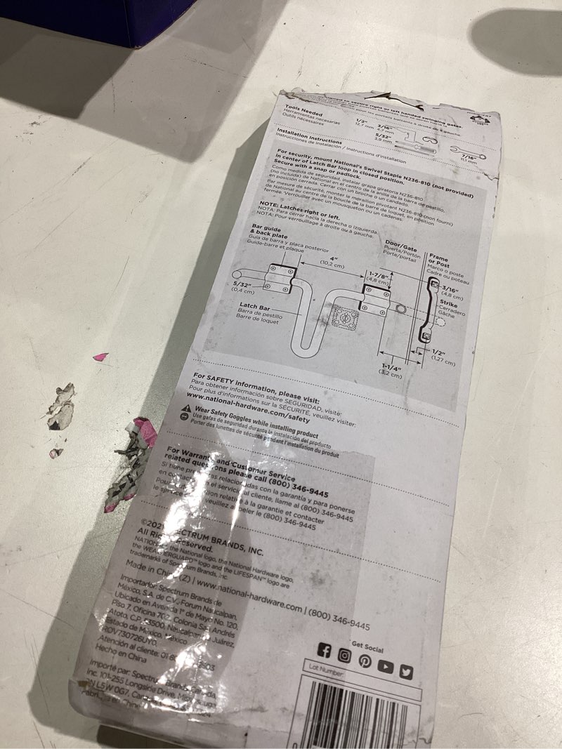 Condition photo showing Good Condition for National Hardware N160-747 V1135 Sliding Bolt Door and Gate Latch in Zinc plated