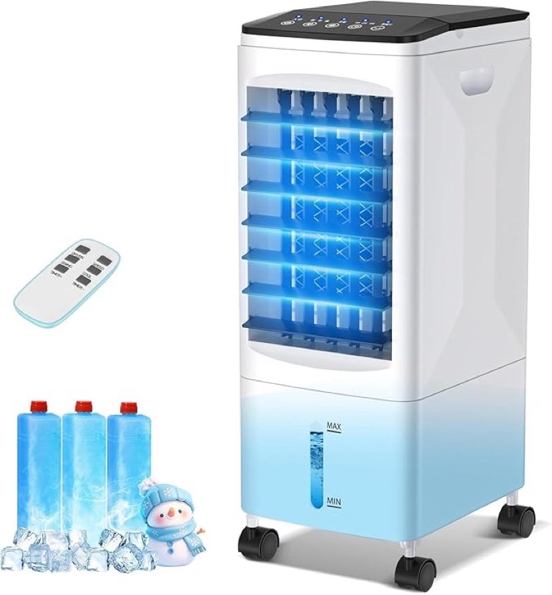 Windowless Portable Air Conditioners, 2025 New 3-IN-1 Evaporative Air Cooler with Display, with 6 Sp