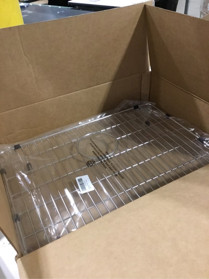 Condition photo showing Good Condition for Kitchen Accessories EBG1914 Stainless Steel Sink Grid Protectors for Kitchen Sink,19"x 14"The metal grating at the bottom,Metal Sink Grate with Rear Drain for Single Bowl,1PCS