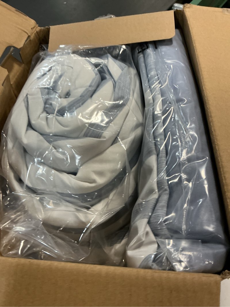 Condition photo showing New/Like New for Bedsure King Comforter Set 7 Pieces, Blue Striped Bedding Set for All Seasons, Reversible, Cationic Dyeing Bed in a Bag with Comforter, Sheets, Pillowcases & Shams 02 - Blue King