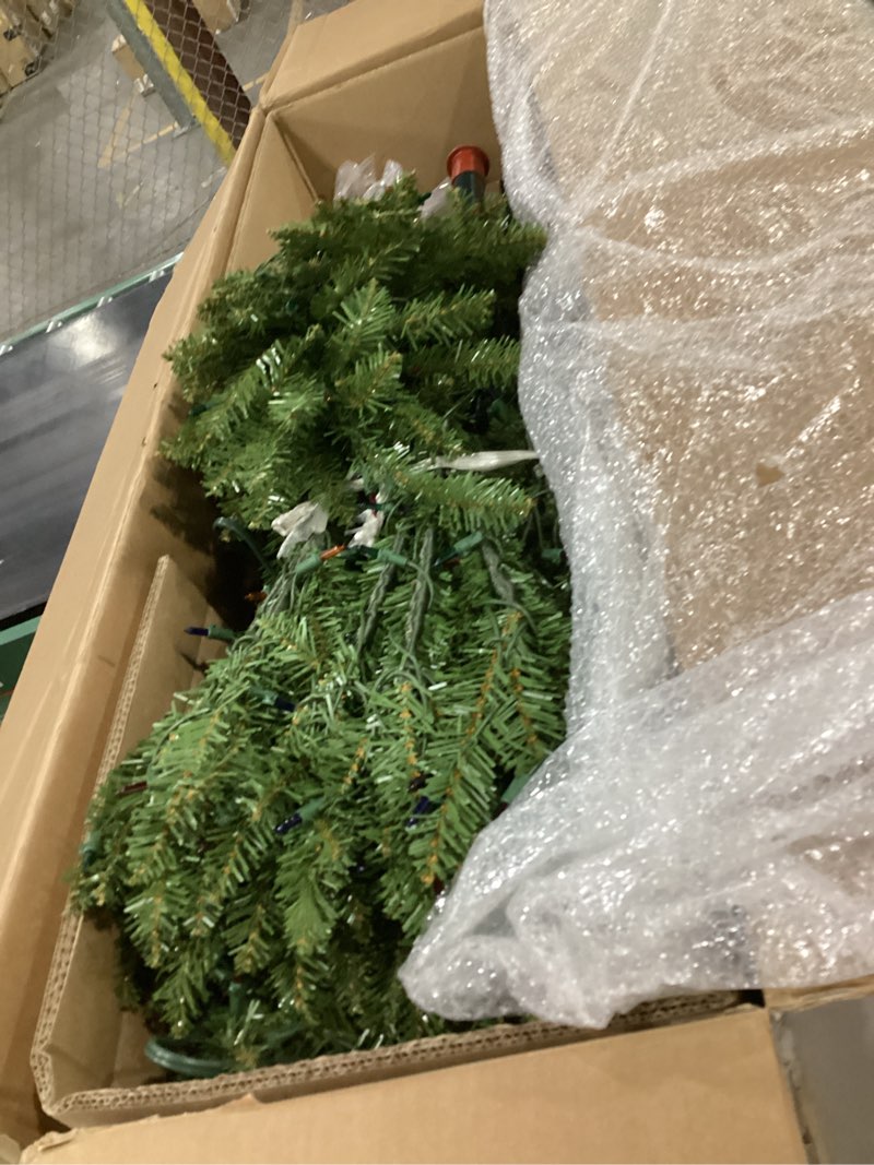 Condition photo showing Good Condition for national tree company 6.5 ft pre-lit dunhill fir full artificial christmas tree, 650 multicolor lights, 1,838 tips, includes stand, green