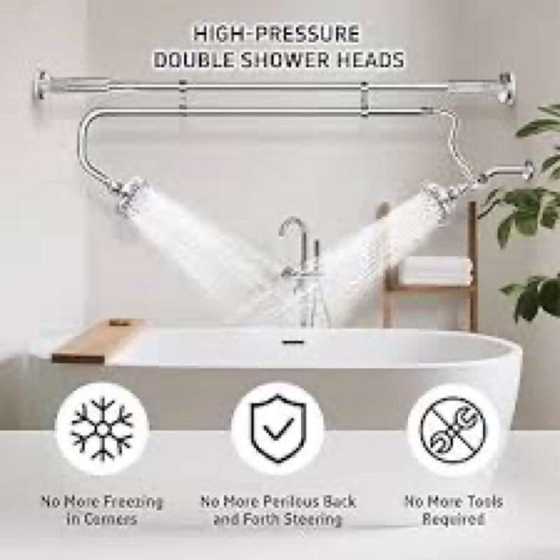 OURBAOFU Tandem Shower Heads, Double Shower Head for Couples, Dual Shower Head System for Two People