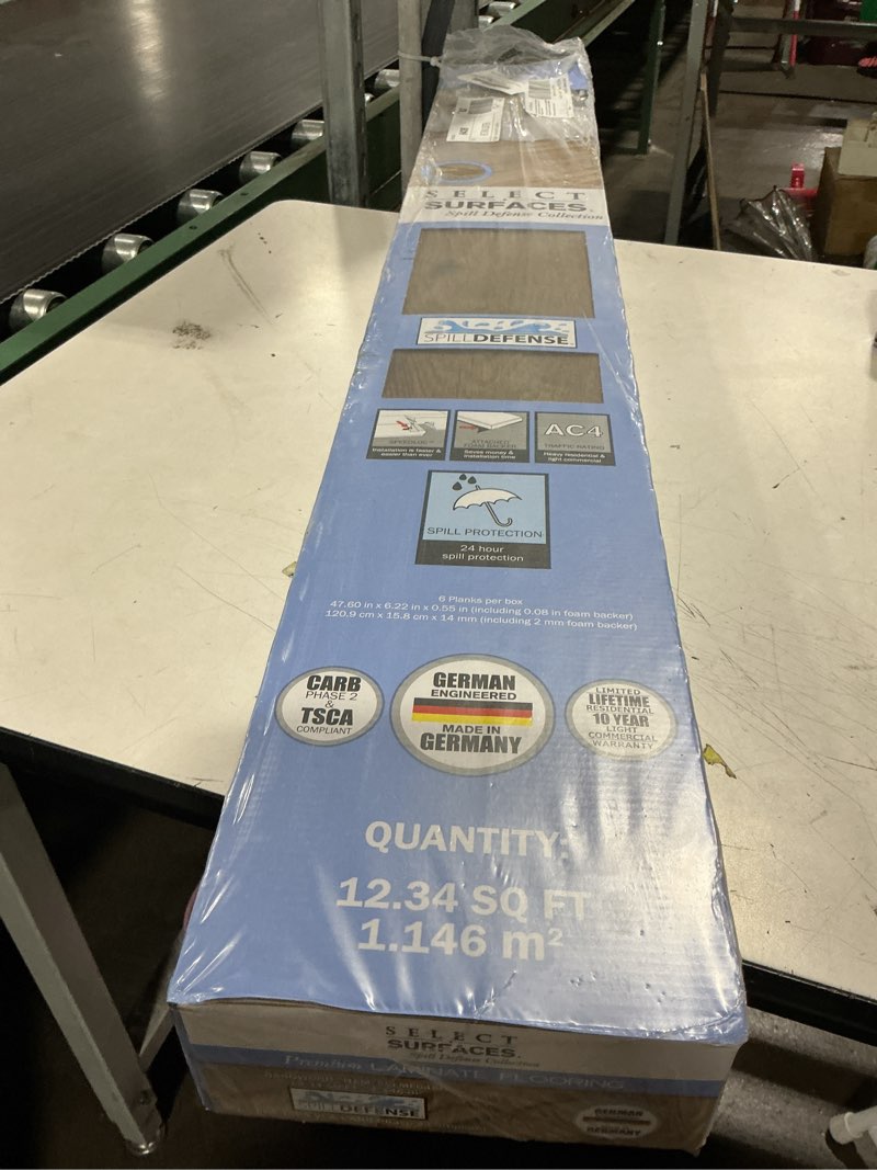 Condition photo showing Good Condition for select surfaces barnwood spilldefense laminate flooring, 12.34 sq. ft. per box