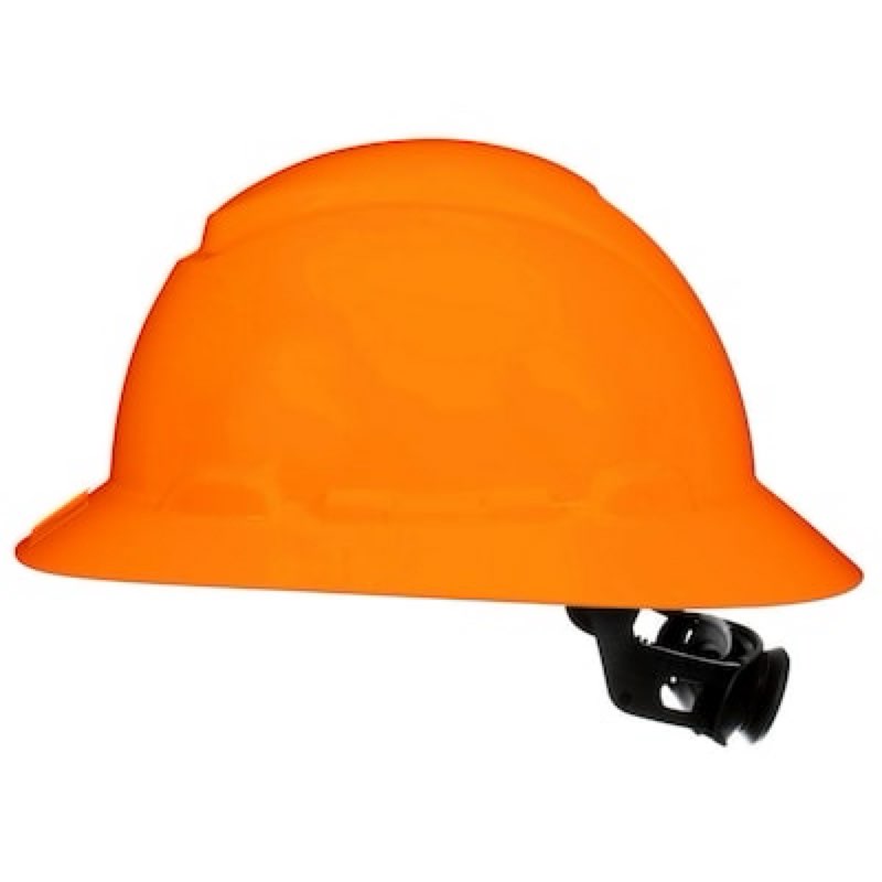 3m full brim quick adjusting ratchet type i class g e orange hard hat