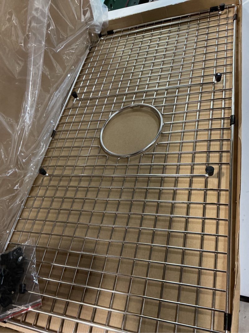 Condition photo showing Good Condition for serene valley sink bottom grid 29-1/2" x 15-9/16", centered drain with corner radius 3/8", sink protector ndg3016c