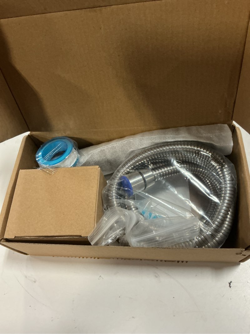 Condition photo showing New/Like New for nearmoon brass hand held shower head, luxury high pressure shower kit with wall connector and hose set, for bathroom showering system contemporary square style (brushed nickel)