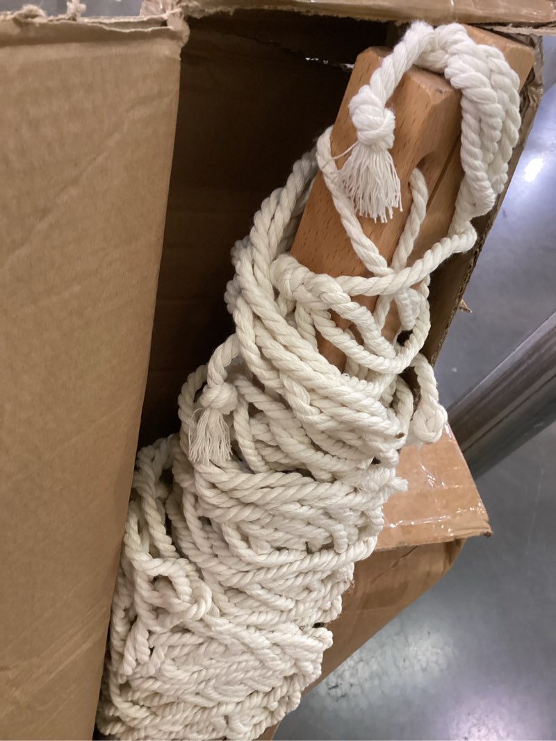 Cetten Doable Wide Rope Hammock with Wood Spreaders 