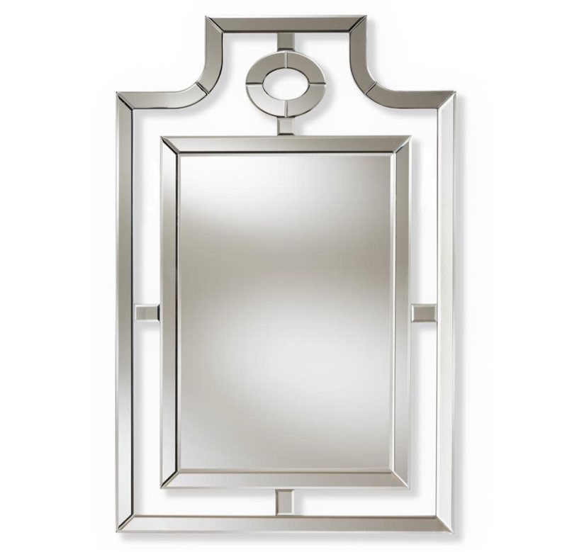 Baxton Studio Iria Modern and Contemporary Silver Finished Pagoda Wall Accent Mirror Wholesale Interiors