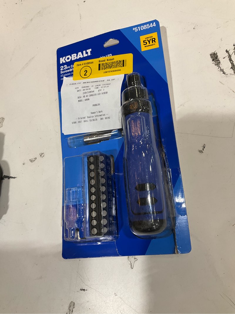 Condition photo showing As Is for kobalt kobalt 4-volt max 1/4-in cordless screwdriver (battery included and charger not included)