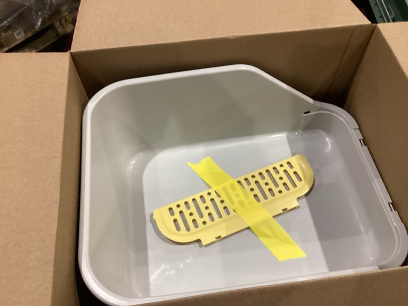 Condition photo showing As Is for SpaceTime Large Cat Litter Box with High Sides,Cat Boxes for Indoor Cats,Cat Litter Pan for Kitty,Litter Box with Low Entry,Easy to Clean,Anti-Splashing(Grey-Yellow)