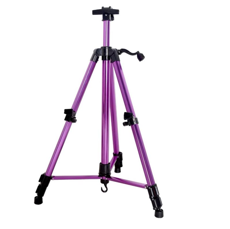 Easel Telescopic Small Hand Aluminum Alloy Easel Folding Metal Easel Sketch Sketching Triangle Drawing Frame Exhibit(Purple)
