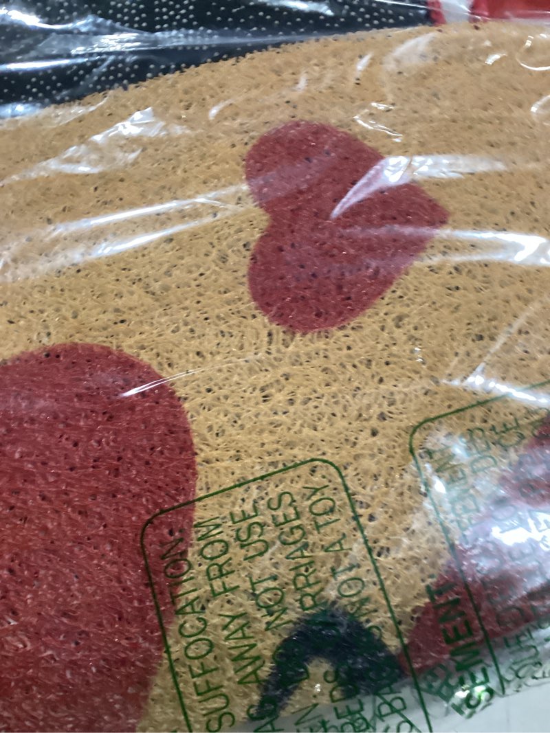 Condition photo showing Good Condition for Tinideya 2 Pcs Valentines Welcome Door Mat Heart Outdoor Welcome Mats for Front Door Non Slip Heart Coir Floor Mat Red White Stripe Valentines Rug for Outside Front Porch Entryway Decor Hearts