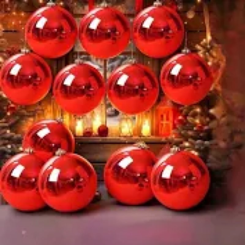 Jenaai 10 Pack Large Christmas Ball Ornaments, 6 Inch Giant Shatterproof Christmas Tree Decorations, Big Plastic Baubles for Holiday Indoor Outdoor Home Xmas Party Decor(Red)