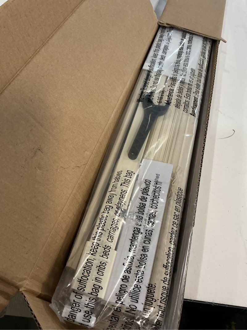 Condition photo showing New/Like New for LazBlinds No Tools No Drill 1" Vinyl Mini Blinds, Cordless Blinds for Windows, Light Filtering Horizontal Window Blinds & Shades, 34" W x 64" H, Cream Cordless-cream 34" W x 64" H