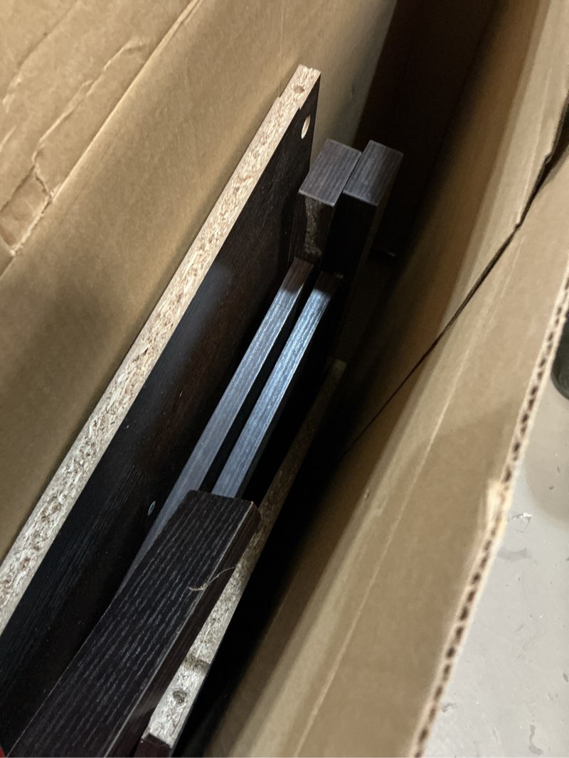 Condition photo showing As Is for WLIVE End Table with Charging Station, Narrow Side Table for Living Room, Farmhouse Night Stand with Storage, Small Wooden Nightstand with USB Ports and Outlets for Living Room and Bedroom, Brown Espresso 1