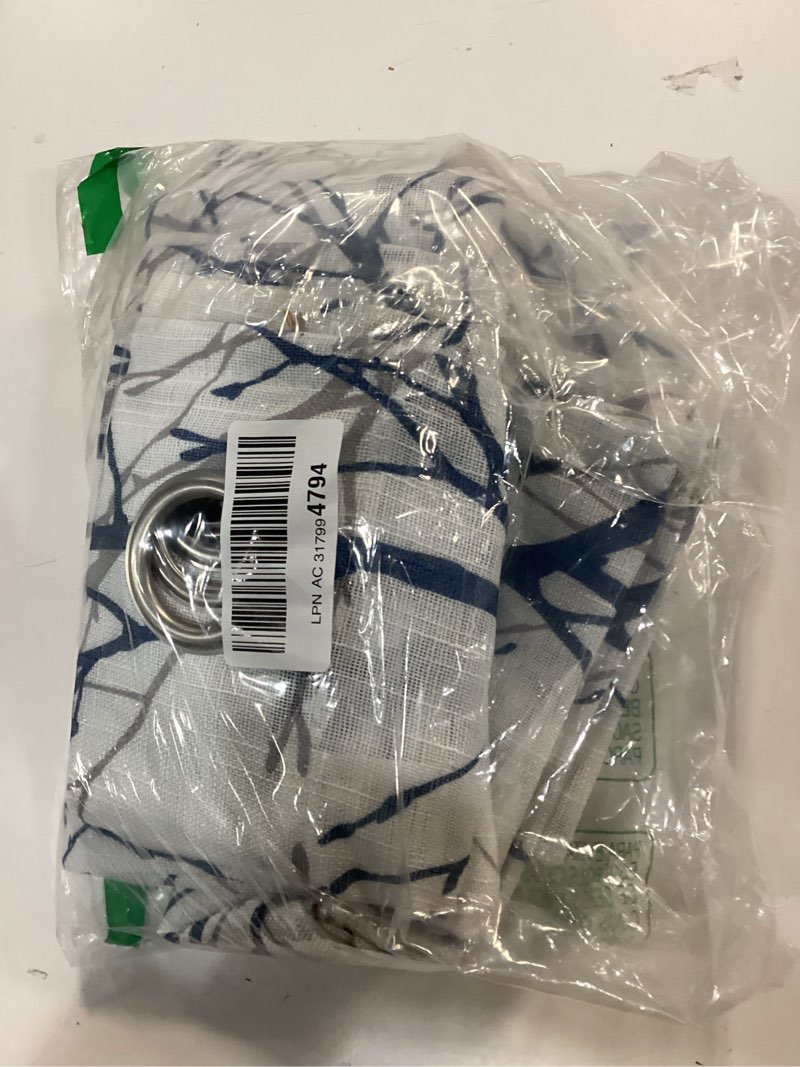 Condition photo showing Good Condition for FMFUNCTEX Linen Semi Sheer Curtains for Bedroom, Blue White Curtains 84 Inches Long for Living Room, Grey Tree Branch Patterned Curtain Light Filtering Farmhouse Window Drapes, Grommet Top 2 Panels 50"W x 84"L (Pack of 2) Branch | Blue