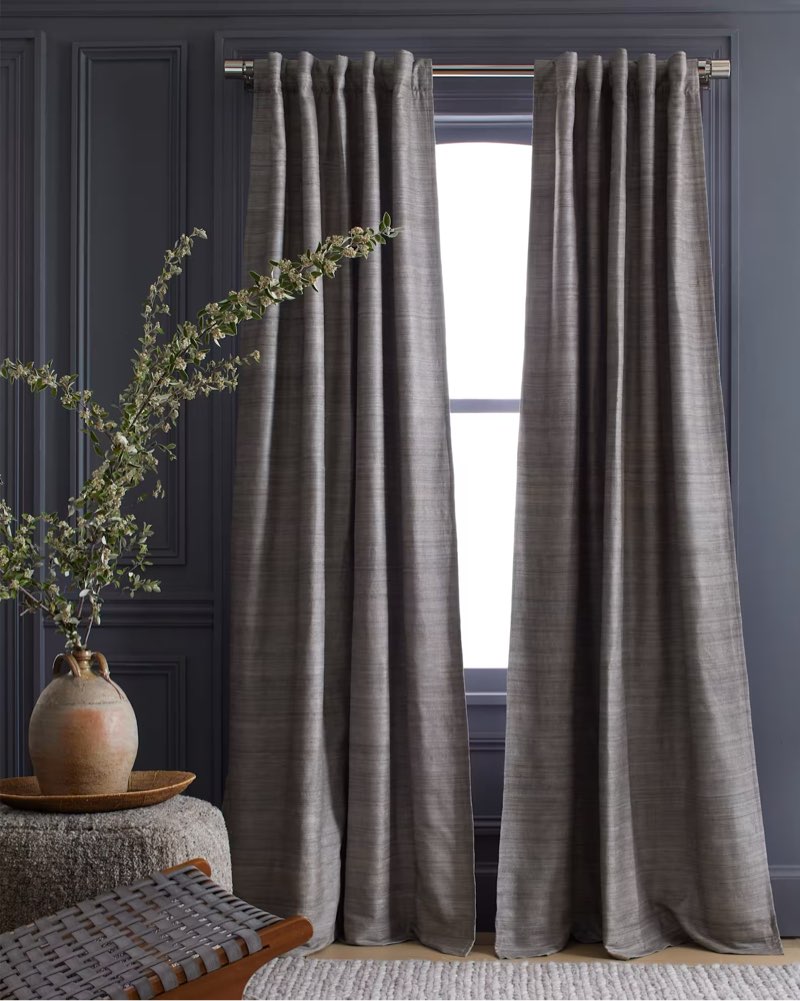 raw silk room darkening curtain 48*96 grey