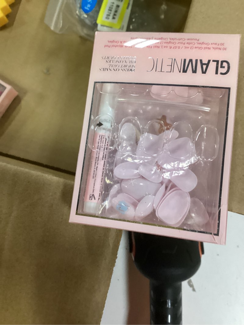 Condition photo showing Good Condition for Glamnetic Press On Nails - Candy Crush | Short Oval Fake Nails with Candy Cane Swirl Design in a Velvet Finish, Salon Quality Holiday Nails | 15 Sizes - 30 Nail Kit with Glue