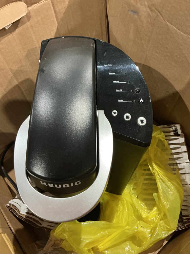 Condition photo showing As Is for similar to keurig k-supreme single serve k-cup pod coffee maker, multistream technology, 4 brew sizes, 66oz dual-position removable reservoir, black black coffee maker