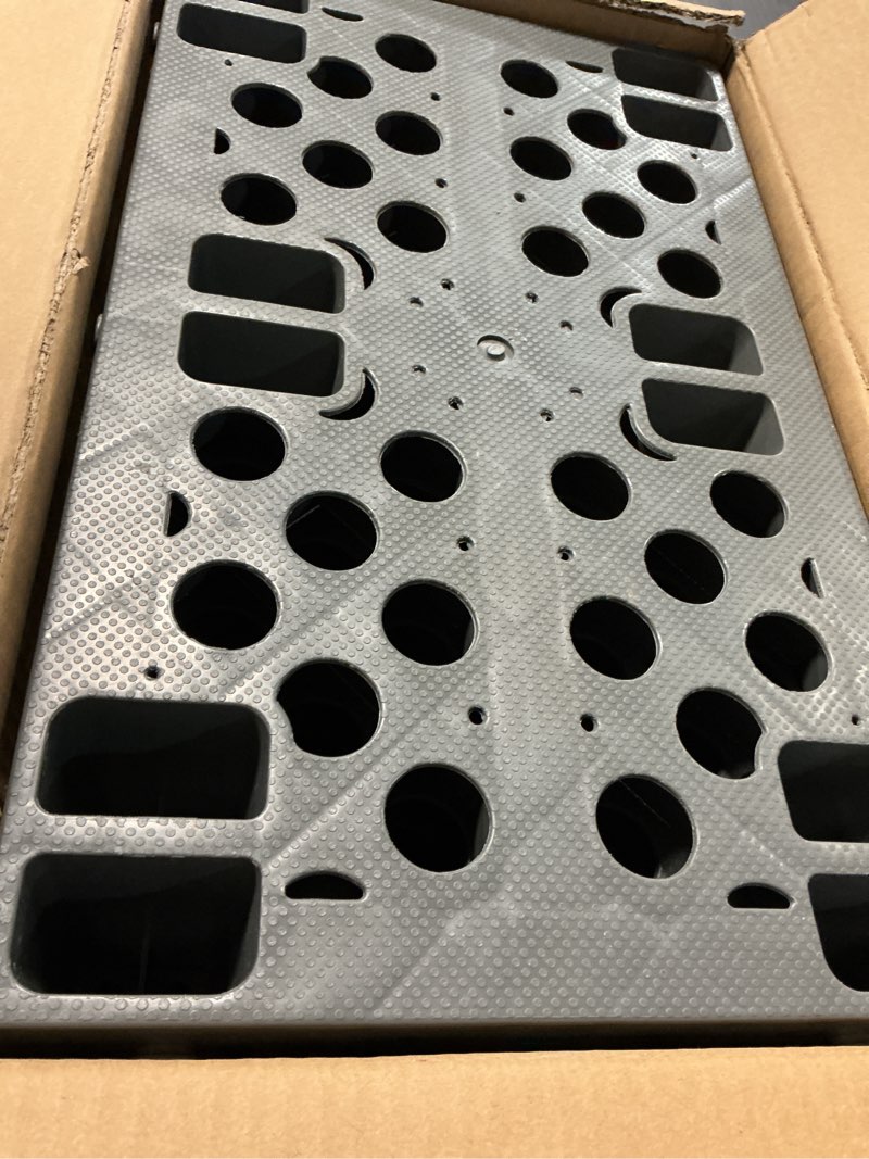 Condition photo showing Good Condition for fast-drying outdoor decking for garden, kennel, storage shed, basement, garage, patio, bathroom, 10 pcs 12''x12''x0.59'' heavy-duty interlocking decking tiles, maximum bearing capacity up to 6613 lbs 12''x12''x0.59'' 10 pcs grey