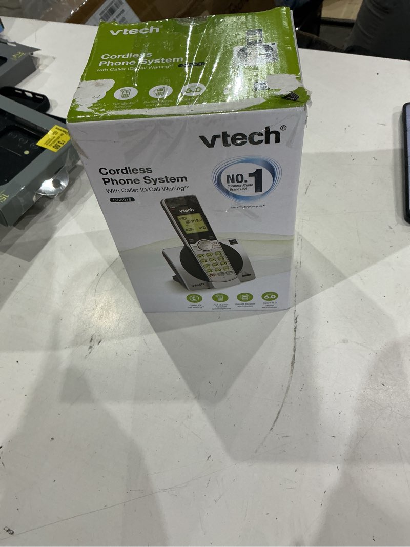 Condition photo showing New/Like New for vtech dect 6.0 expandable cordless phone with call block, cs6919 (silver & black)