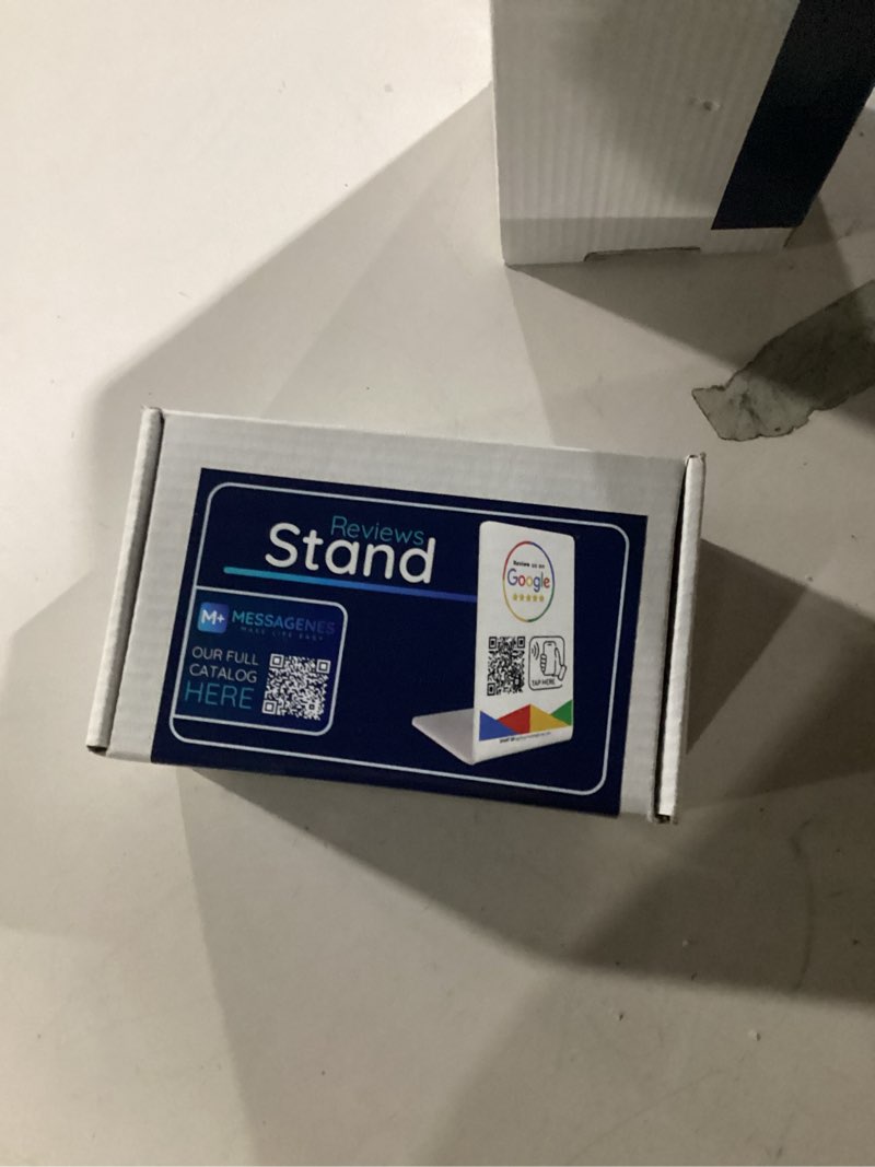 Condition photo showing New/Like New for MESSAGENES Review Tap Stand – 1 Stand NFC + QR for Google Reviews – Compatible with iPhone & Android – Boost Google Visibility & Ranking – Pack for Businesses, Restaurants & Chains – Compact White
