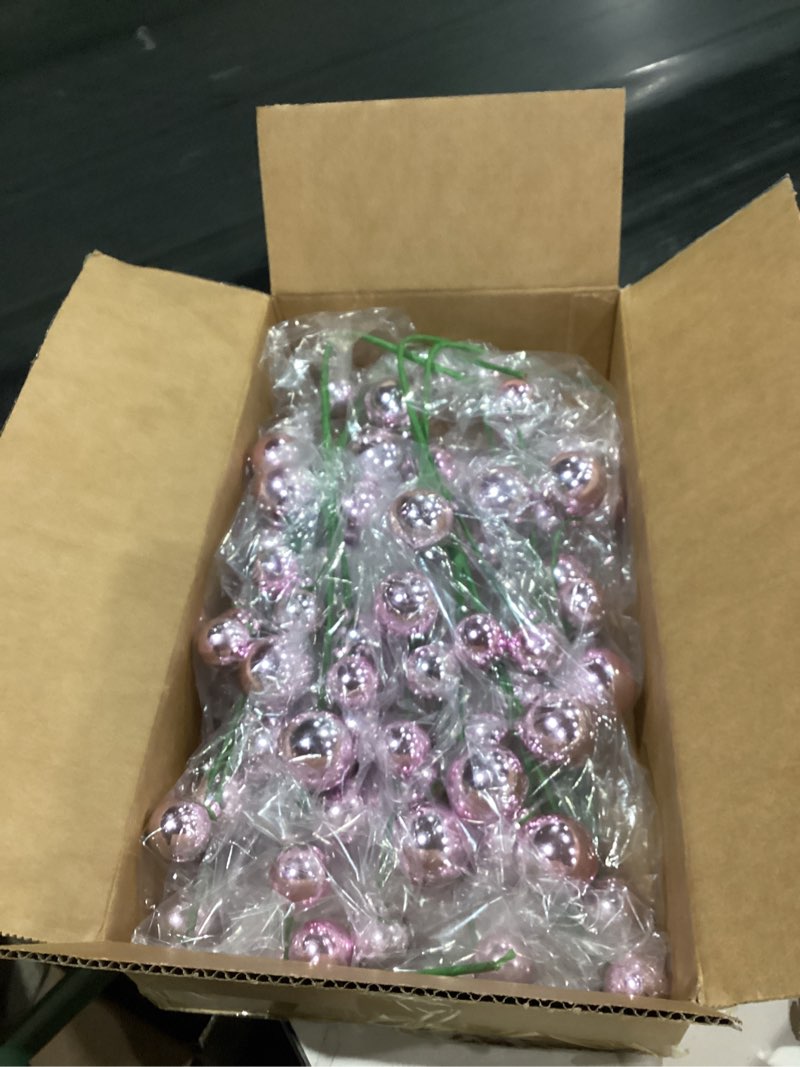 Condition photo showing Good Condition for KI Store Pink Christmas Tree Picks 8pcs Christmas Ball Stem Branch Tree Ornaments for Xmas Tree Decorations Holiday Floral Bouquet
