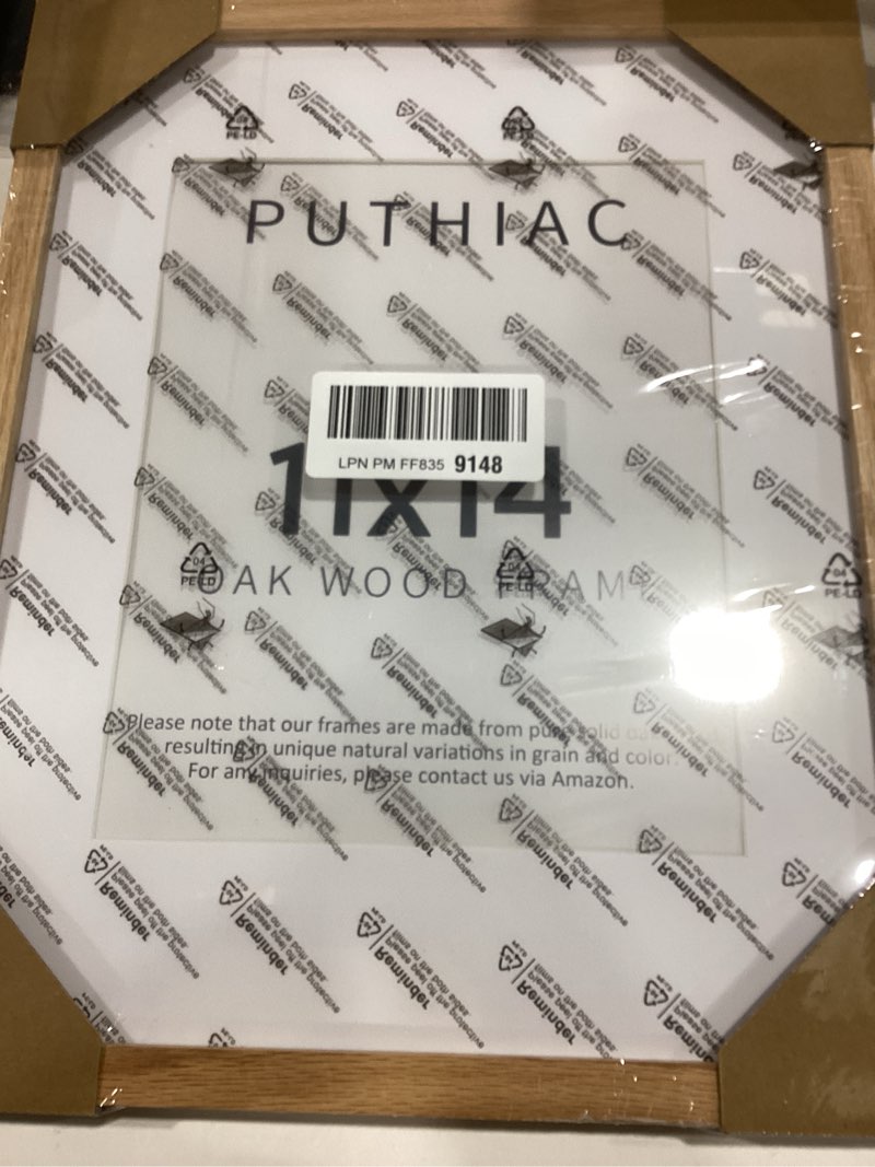 Condition photo showing Good Condition for 11x14 oak wood picture frame - minimalist 11x14 poster frame, 11"x14" frame wood, natural solid wooden picture frames for wall art photo and prints(1 pack, beige) beige-1p 11x14