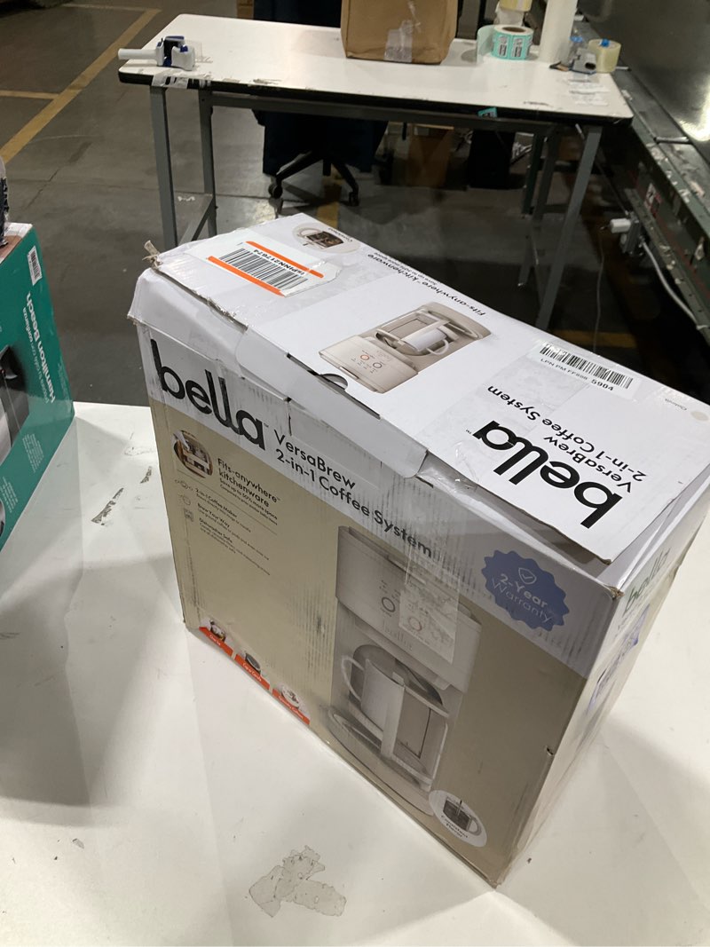 Condition photo showing As Is for bella VersaBrew 2-in-1 Coffee Maker Oatmilk: Drip Coffee Machine, 12 oz Capacity, Glass Carafe, Automatic Shut-Off