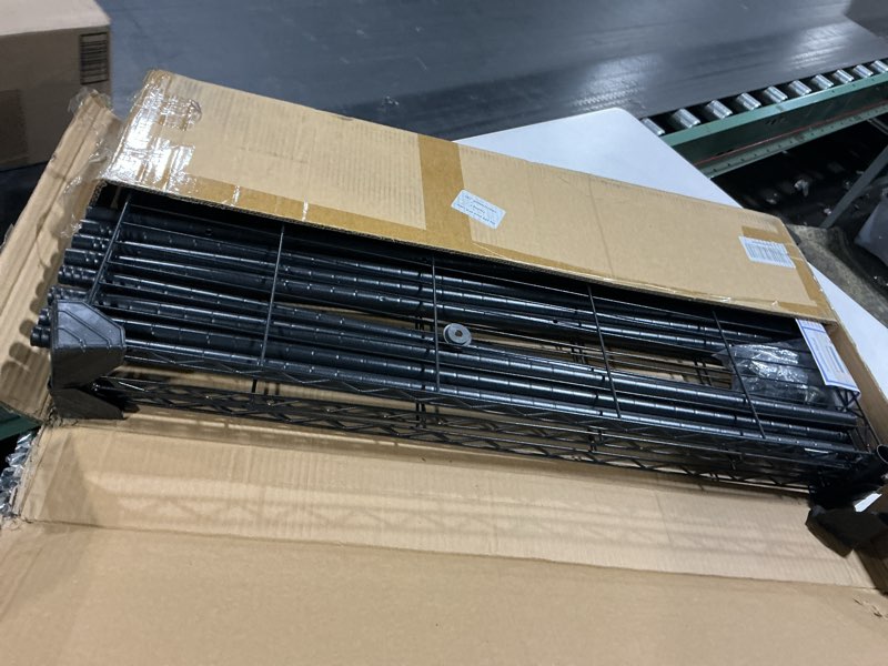 Condition photo showing As Is for Clothes Rack - 33.0" x 12.2" x 79.5" Clothing Rack with Shelves & Wheels, Multi-Functional Wardrobe Closet with Hooks, Sturdy Metal Garment Rack for Bedroom, Laundry, Balcony (Black) Black Large