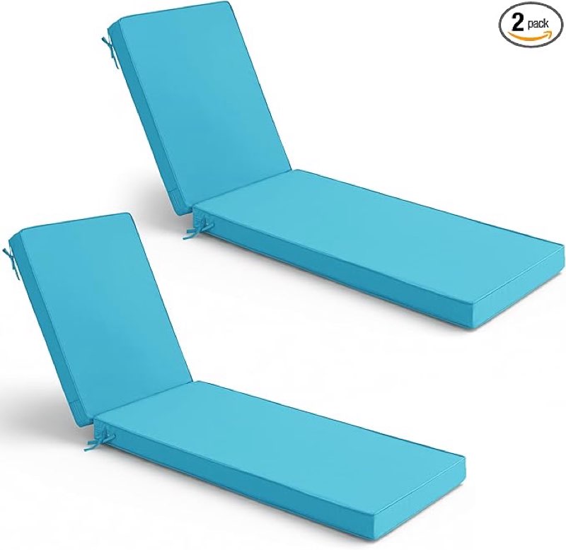aaaaacessories outdoor chaise lounge cushions, fade-resistant, waterproof patio furniture replacemen
