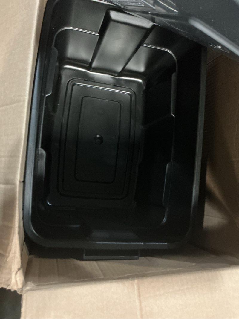Condition photo showing Good Condition for rubbermaid heavy duty black storage bins plastic totes with lids for storage, stackable, large capacity, durable, multipurpose, 14 gal, 6 pack (14 gal - 6 pack solid black and grey)