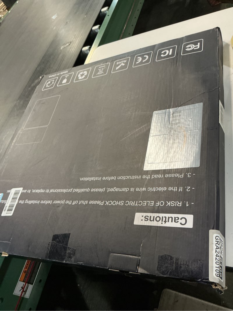 Condition photo showing New/Like New for 24 Inch Flush Mount Ceiling Light, 48W Dimmable LED Fixture 4800LM, 3000K/4500K/6000K Adjustable, Round Ceiling Lamp for Bedroom, Kitchen, Living Room, Dining Room, Bathroom, Black Black 24 Inch