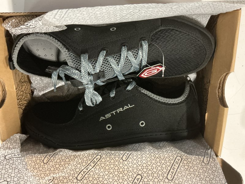 Condition photo showing New/Like New for astral men's loyak shoes - barefoot, quick-drying, minimalist sneaker for casual wear, water sports, travel, & hiking 9 space black