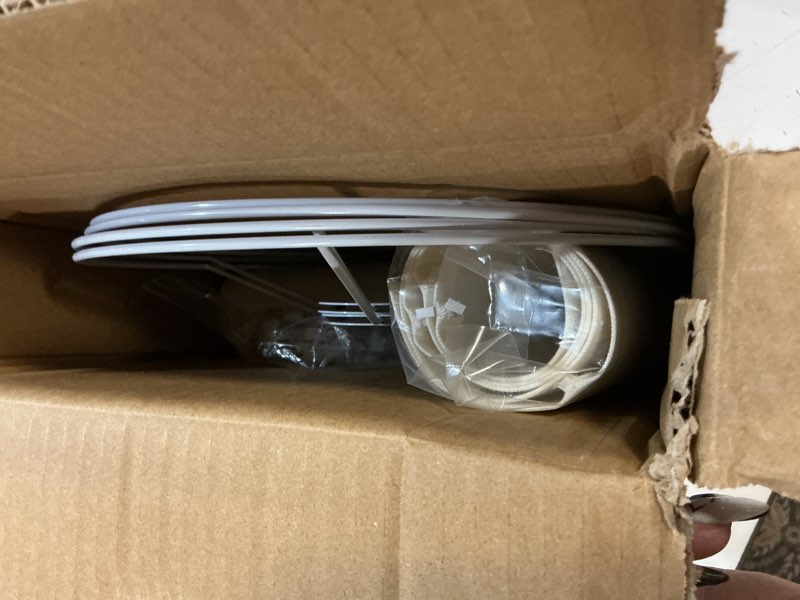 Condition photo showing New/Like New for lampshades set of 2, natural linen drum lampshades, 10.24" top x 10.24" bottom x 7.48" high, lamp shades replacement for table and floor lamps, easy assembly required(color:white)