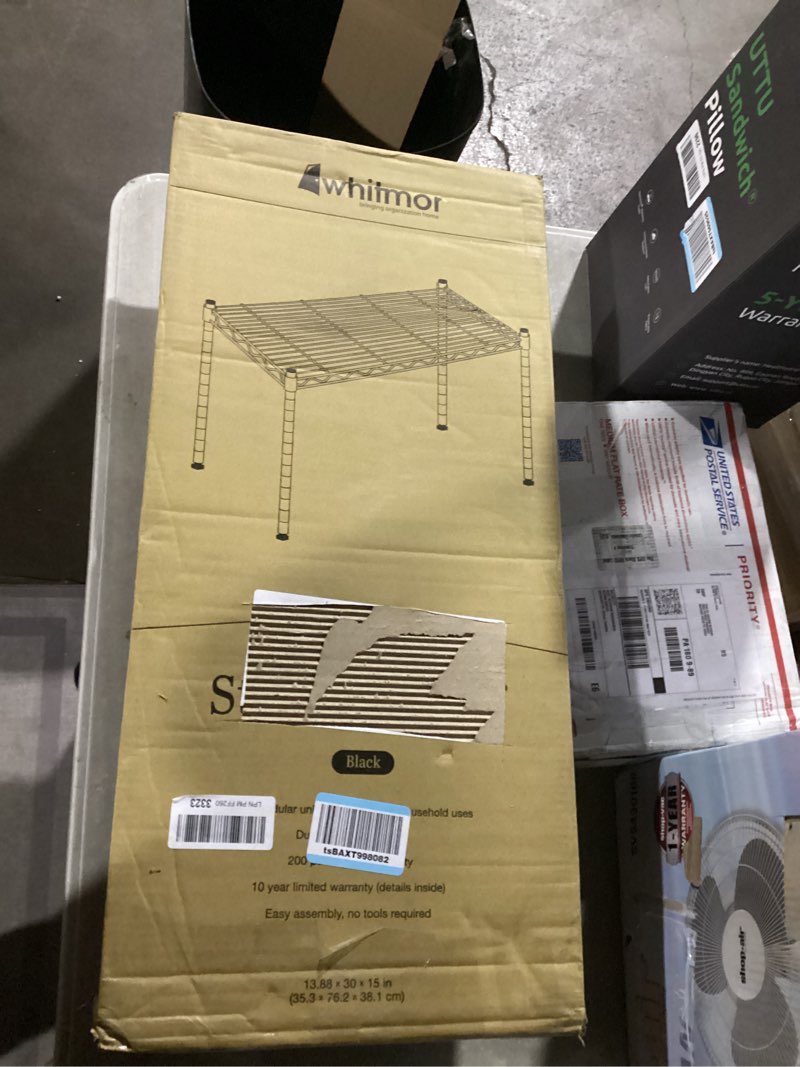 Condition photo showing New/Like New for Whitmor 1 Tier Shelving Units, Wire Rack Storage Organizer, 30" L x 14" W x 15" H, Black 1-tier, 30"l X 15"h X14"w ,Black