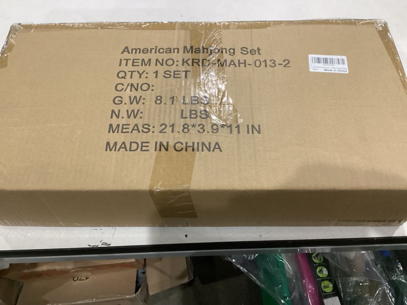 Condition photo showing As Is for American Mahjong Game Set, 166 Premium White Tiles, 4 All-in-One Color Rack/Pushers, Complete Mahjong Set Blue Carrying Bag