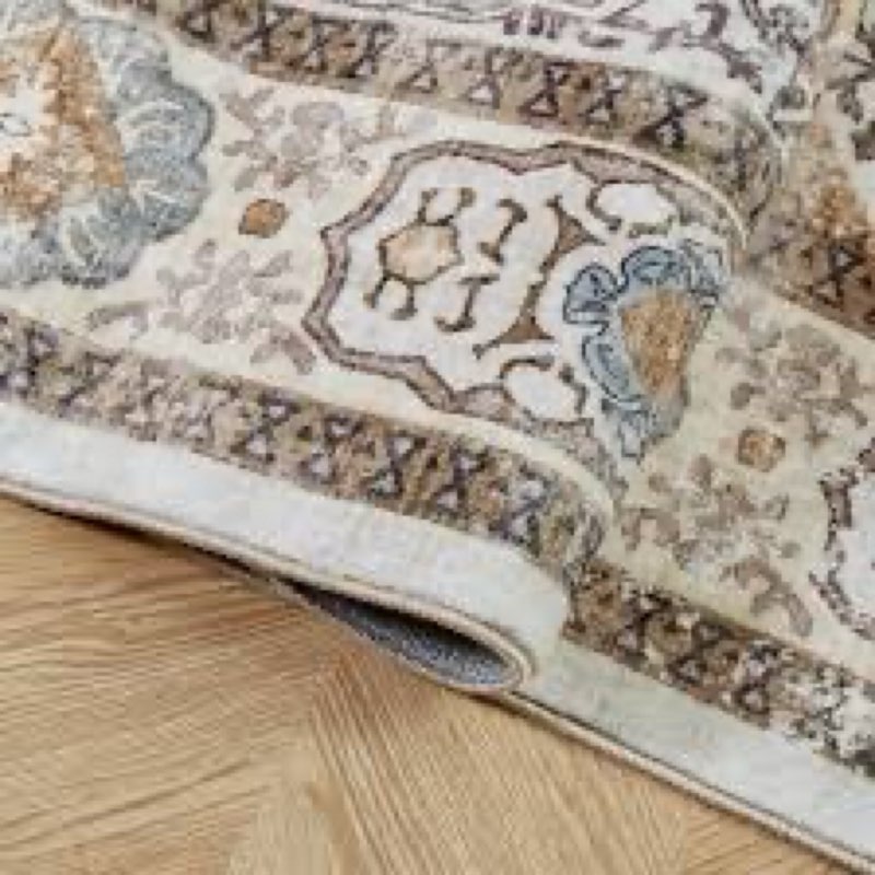 boho area rug for living room, 5x7 non-slip washable imitation cashmere rugs, floor cover foldable rug low pile carpet for bedroom, playroom, dining room, kitchen, brown white
