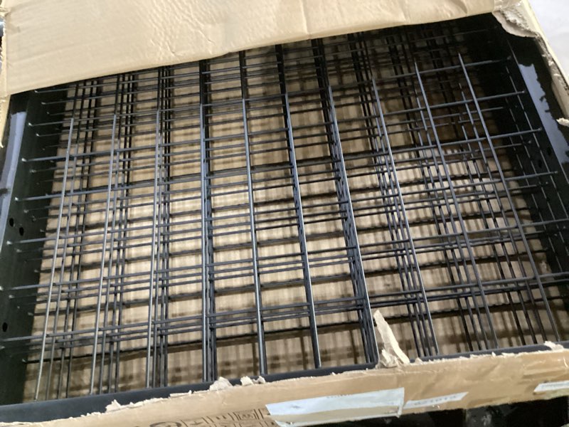Condition photo showing Good Condition for 2 packs 1.8' x 5.7' grid wall panels standing wire grid, display rack with t-base wheels freestanding gridwall panel tower for shows, black