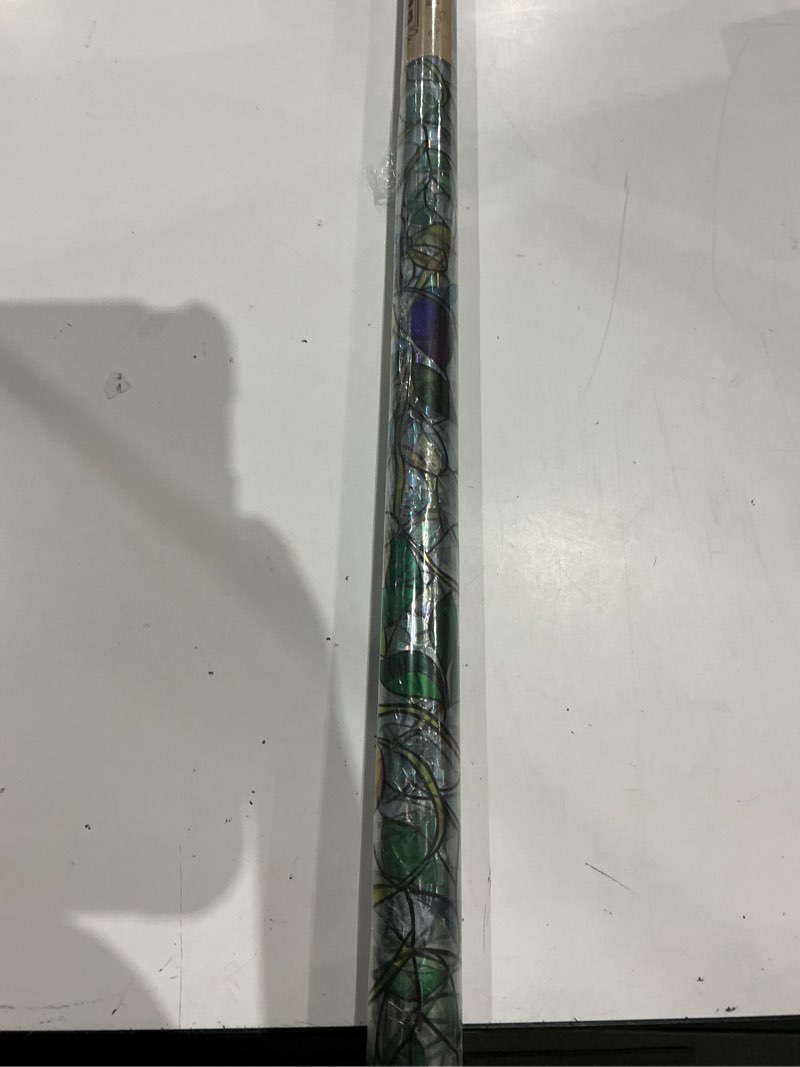 Condition photo showing New/Like New for stained glass window film, rainbow privacy, one way decorative tint, static cling, renter friendly for home bathroom door rainbow purple flower 35.5*78.5